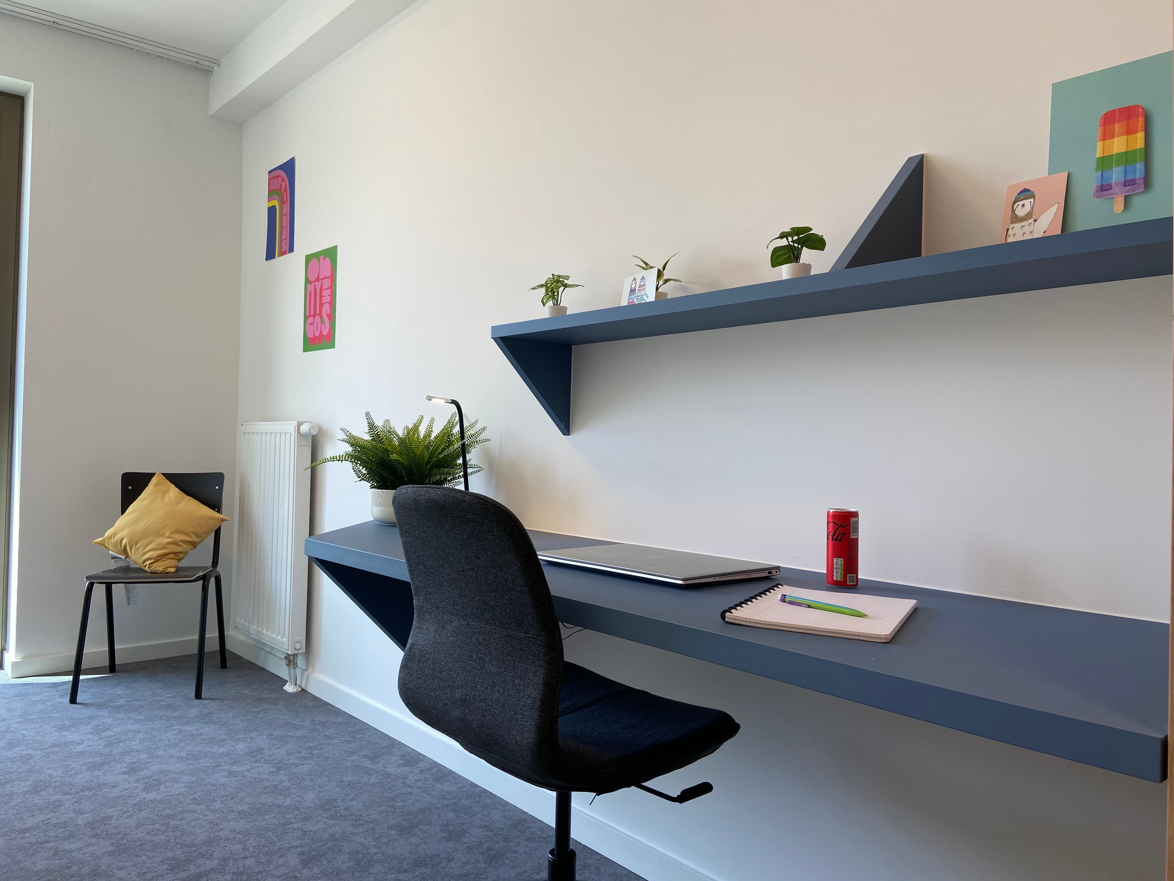 Study desk and storage in a co-housing room